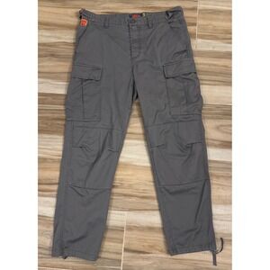 Empyre Mens Cargo Pants Grey Cotton Twill Utility Streetwear Size 32